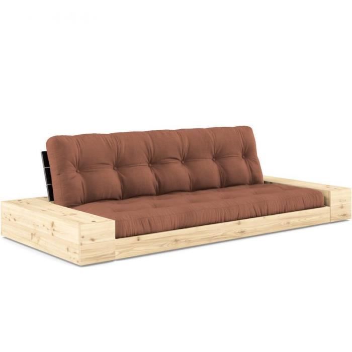 Produit similaire: Canapé lit futon BASE dossier noir couchage transversale 130cm 2 caissons latérales tissu marron argile marron Laine Inside75