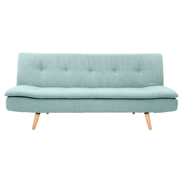 Canapé convertible scandinave 3 places en tissu vert lagon et bois clair SENSO