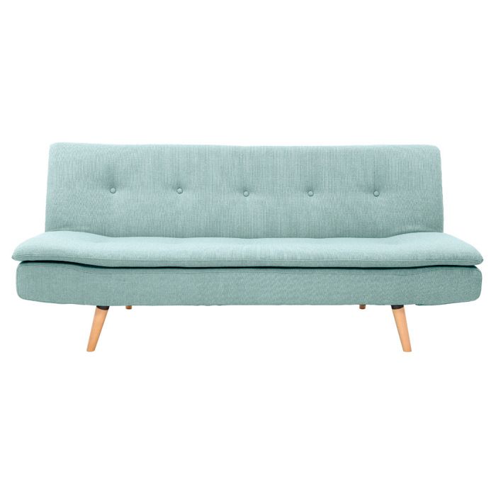 Produit similaire: Canapé convertible scandinave 3 places en tissu vert lagon et bois clair SENSO