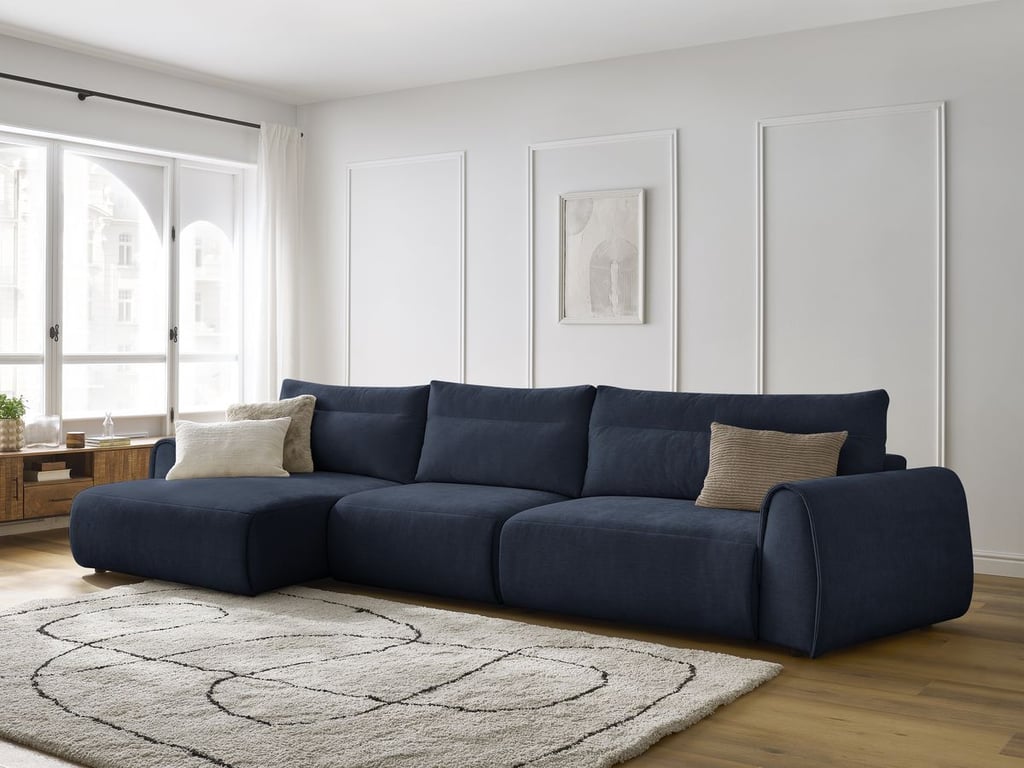 Produit similaire: Canapé grand angle incurvé fixe ADEN bleu foncé angle gauche BOBOCHIC 4 places