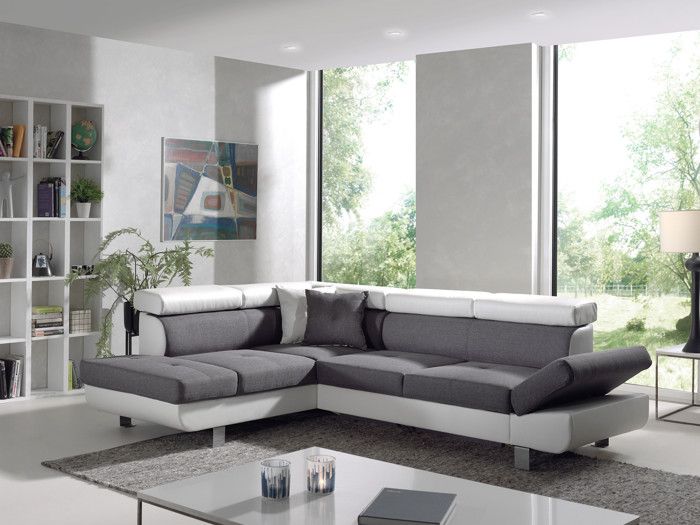 Produit similaire: Canapé d'angle gauche convertible LISBONA - BESTMOBILIER - 5 places - Blanc/gris