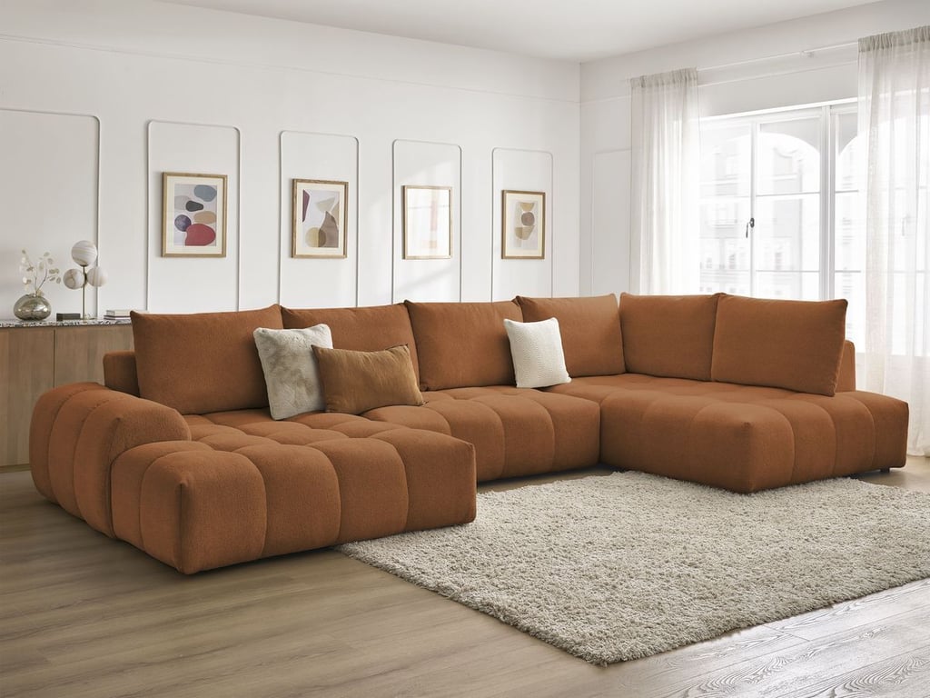 Produit similaire: Everest canapé panoramique convertible coffre 6 places tissu chiné orange angle gauche