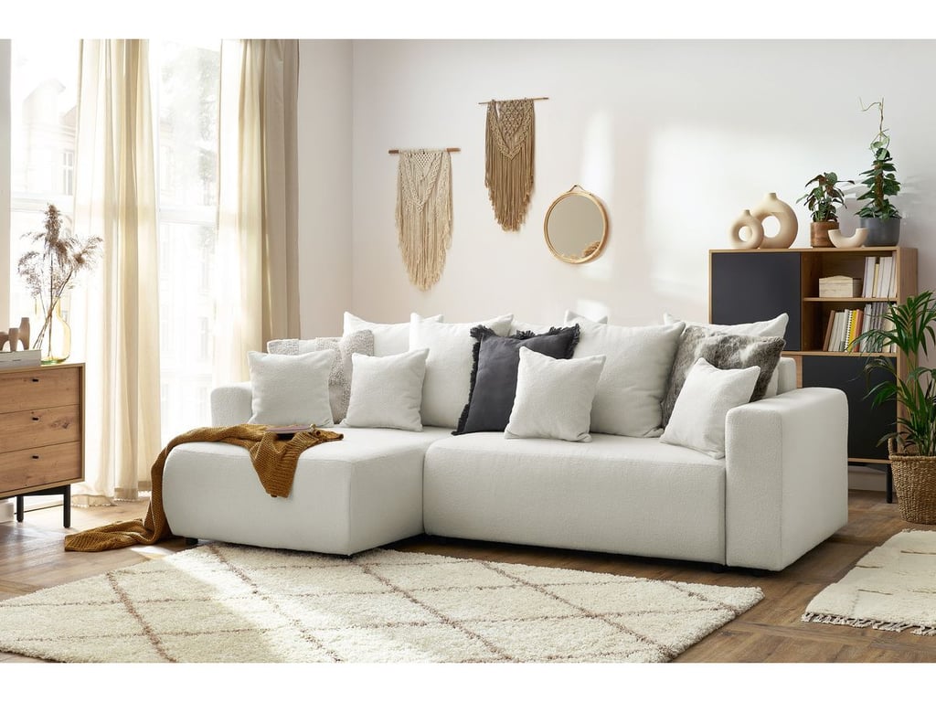 Produit similaire: Canapé d'angle réversible convertible coffre ENVY tissu bouclette doux blanc BOBOCHIC 5 places