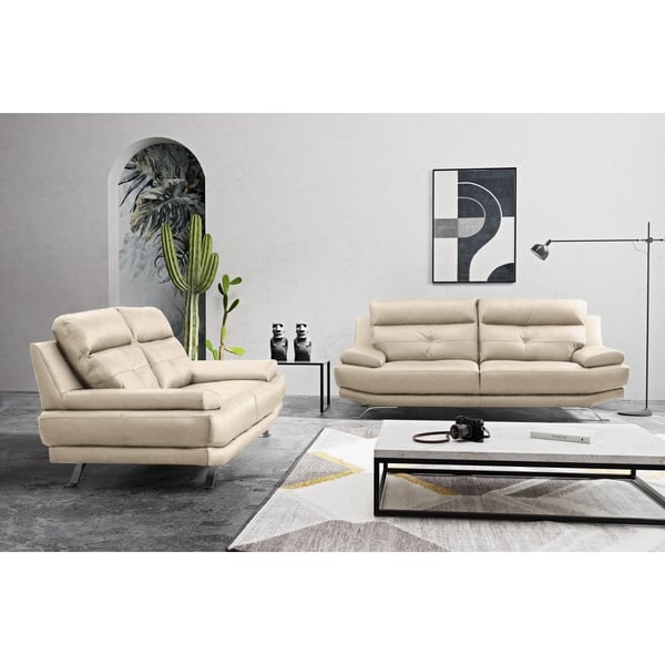 Derek - Canapé cuir Beige