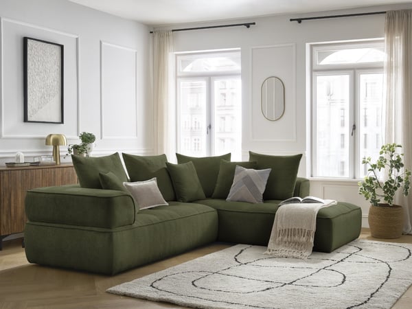 Whesley canapé d'angle L fixe 4 places vert foncé angle droit