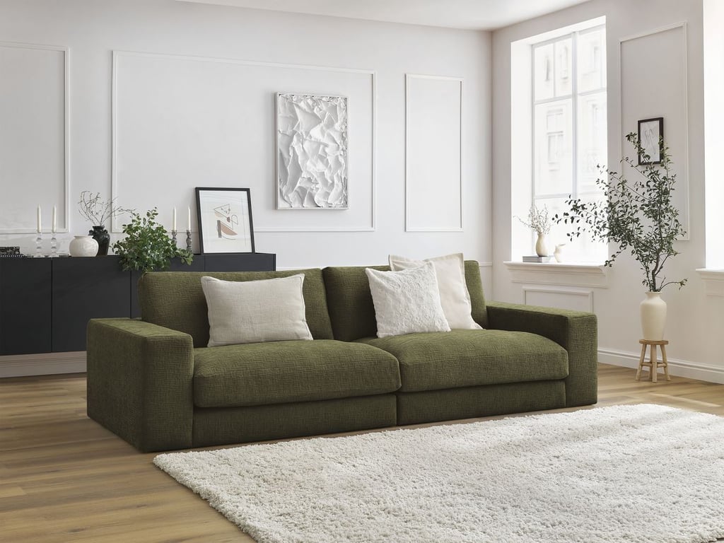 Produit similaire: Canapé droit fixe 3 places compact LEONARD tissu texturé vert BOBOCHIC