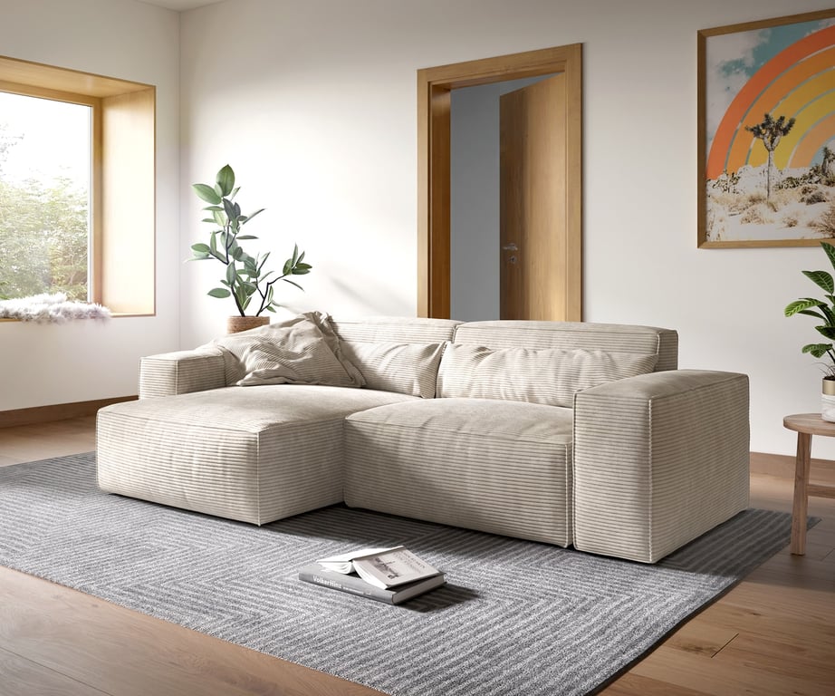 Produit similaire: Canapé d'angle Sirpio XL 270x170 cm Velours côtelé Beige Recamiere variable