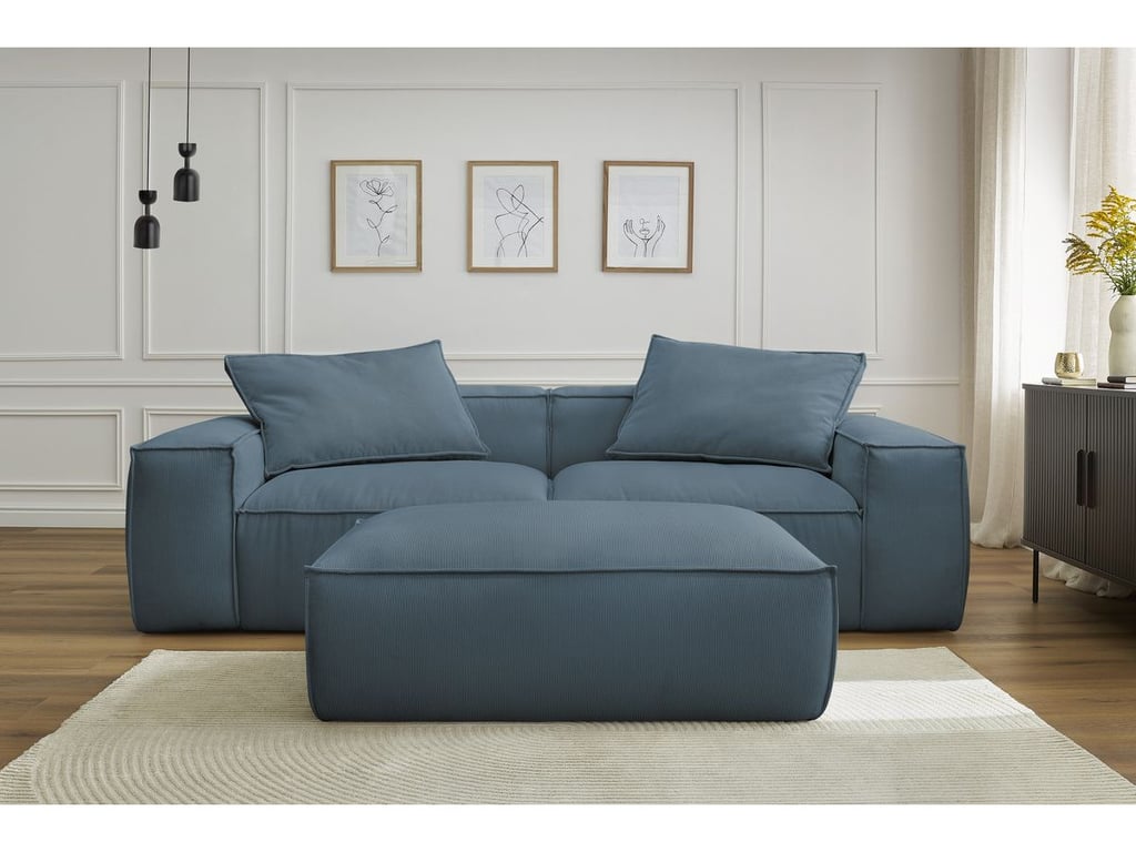 Produit similaire: Canapé droit fixe 3 places ultra moelleux BOHEME velours côtelé avec pouf bleu foncé BOBOCHIC