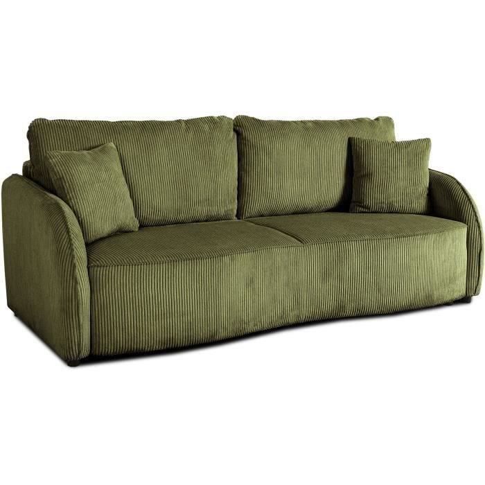 Produit similaire: Canapé convertible 3 places - BARI - Velours cotelé - Kaki - Coffre de rangement - 215 x 89 x 100 cm