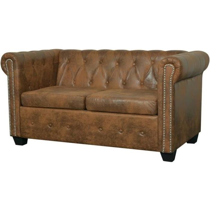 Produit similaire: Canapé Chesterfield 2 places en cuir artificiel marron - - Élégance - Chic