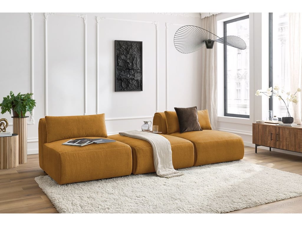 Produit similaire: Canapé droit fixe 3 places JEANNE tissu velours jaune BOBOCHIC 3 places