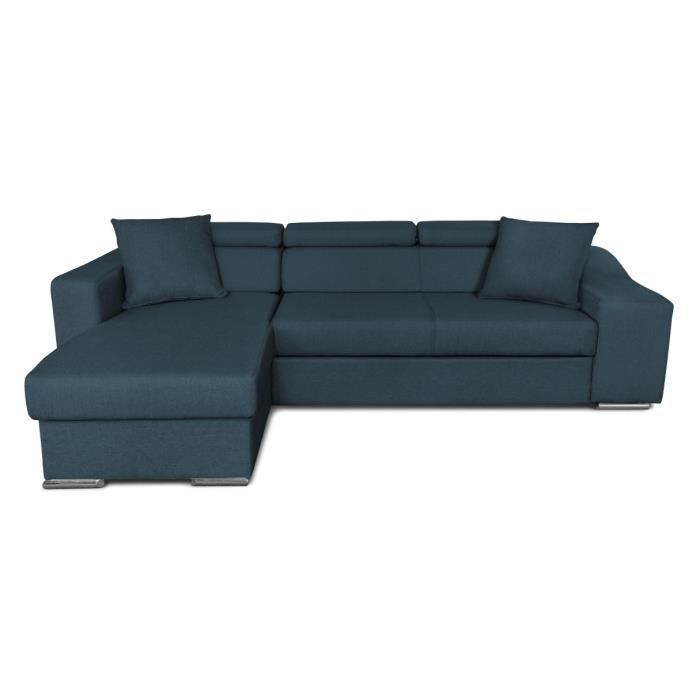 Produit similaire: Canapé d'Angle ELONA Convertible en tissu bleu pétrole avec poufs de rangement à gauche - L264 x P162 x H75cm - LOUNGITUDE