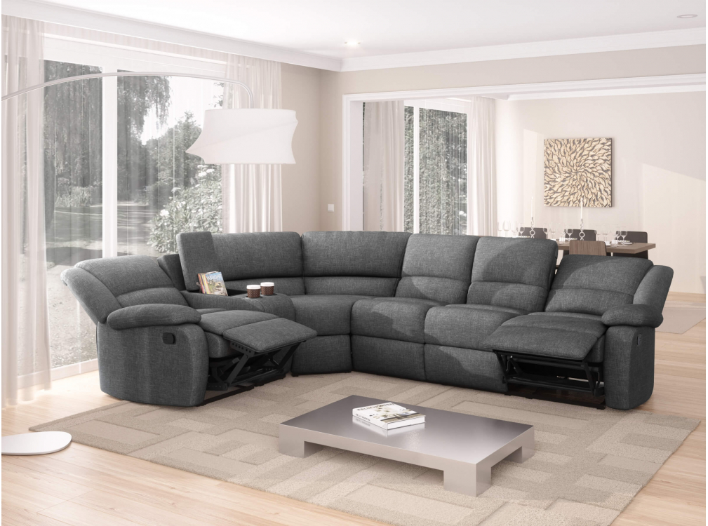 Produit similaire: RELAXXO - Canapé d'angle de Relaxation manuel LEO 5 places en tissu