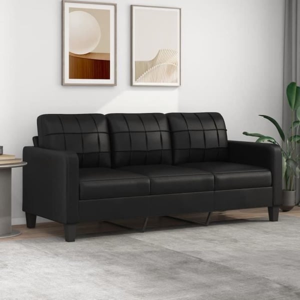 Canapé à 3 places Noir 180 cm Similicuir-7319462872692-LuLo boutique