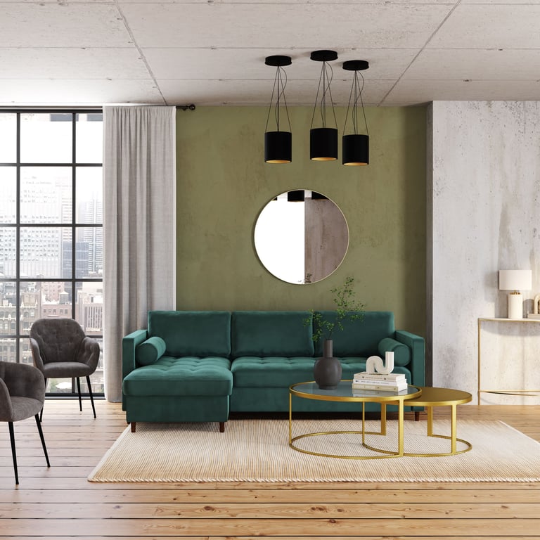 Produit similaire: OLIVIA - Canapé convertible angle 4 places - Tissu velours  vert