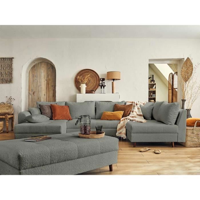 Produit similaire: Rune - canapé panoramique d'angle droit - 7 places - avec pouf d'appoint - en tissu bouclette