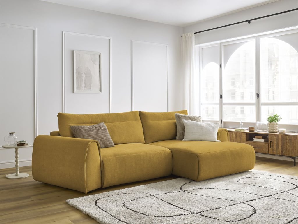Produit similaire: Canapé d'angle incurvé fixe ADEN jaune angle droit BOBOCHIC 3 places