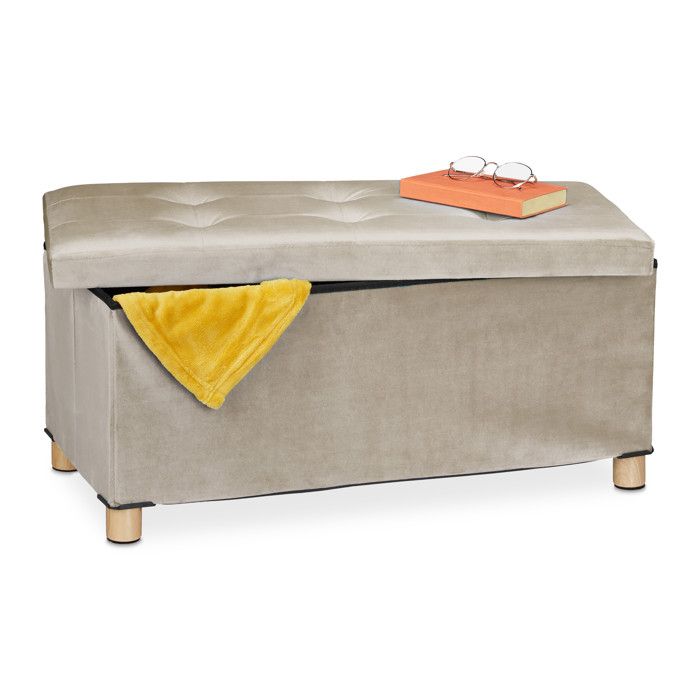 Produit similaire: Relaxdays Banquette de rangement, couvercle matelassé, revêtement velours, pieds en bois, HLP : 34x76x38 cm, crème
