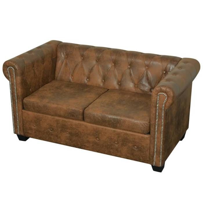 Produit similaire: Canape chesterfield 2 places cuir artificiel marron