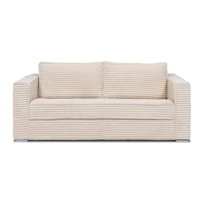 Produit similaire: Canapé 4 places convertible express en velours côtelé grosses côtes beige - Couchage à lattes larges 160 cm - Matelas 14 cm LORETO