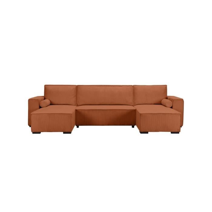 Produit similaire: Canapé panoramique 5 places CLARENCE convertible avec coffre en velours côtelé - Terracotta - L322 x P161 x H87cm - LOUNGITUDE