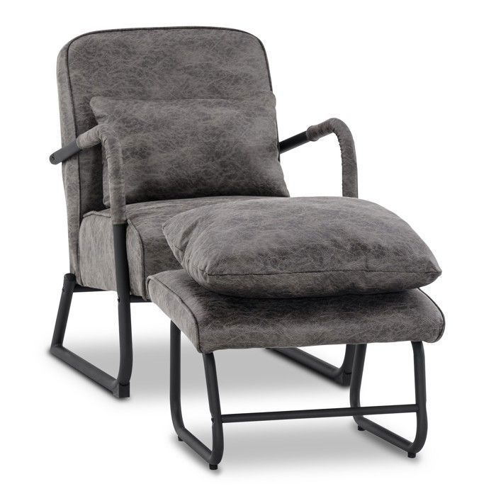 Produit similaire: M MCombo 4742 Fauteuil avec pouf pour salon, style rétro, vintage, avec coussin pour la taille, microfibre (gris foncé)
