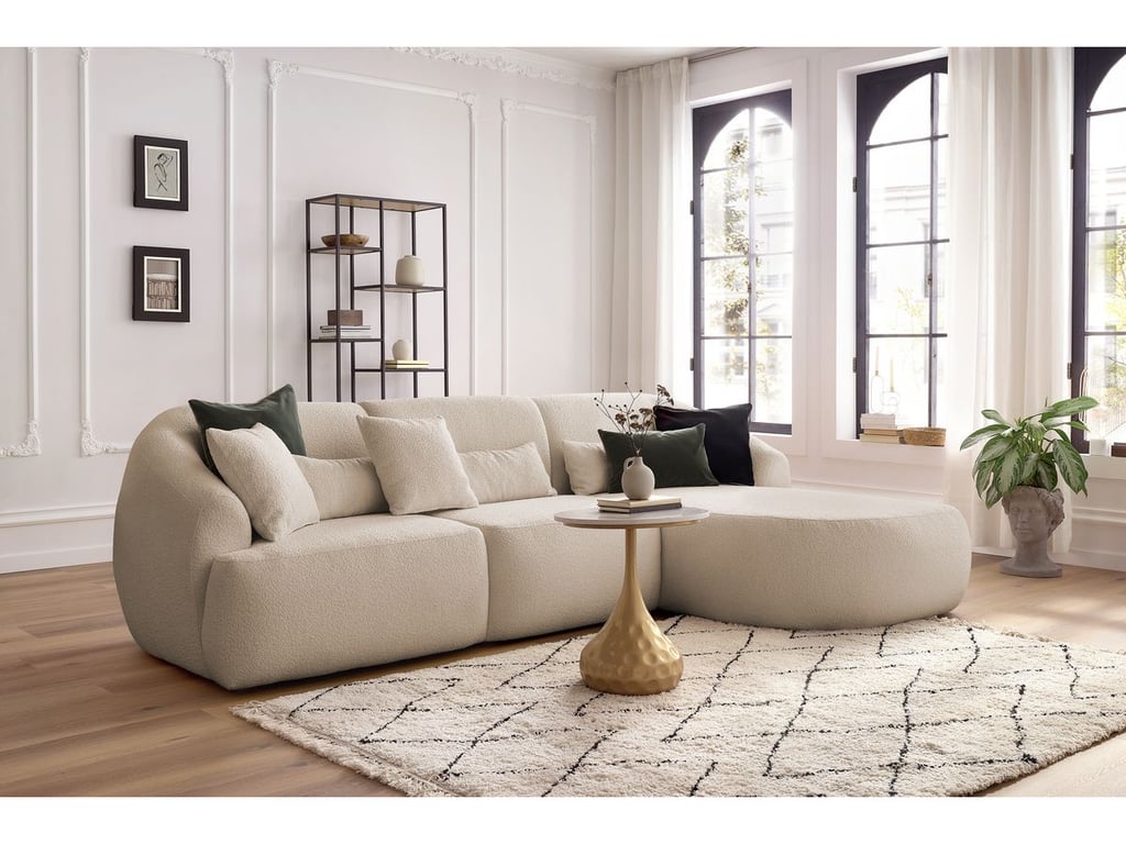 Produit similaire: Canapé d'angle fixe ALESIA tissu bouclette beige angle droit BOBOCHIC 3 places