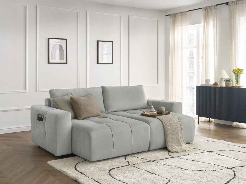 Produit similaire: Canapé droit fixe 4 places ARSENE assise profonde velours gris clair BOBOCHIC