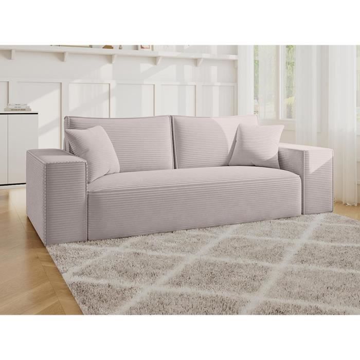 Produit similaire: Canapé 3 places convertible express en velours côtelé beige - Couchage 140 cm - Matelas 18 cm - AMELIA II
