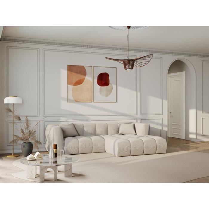 Produit similaire: Canapé d'angle en velours côtelé beige - VENTE-UNIQUE - NAEMIA - 5 places - Angle droit