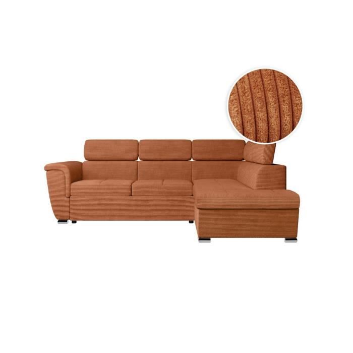Produit similaire: Canapé d'angle droit 4 places PAOLA convertible avec coffre en velours côtelé - Terracotta - L252 x P188 x H76cm - LOUNGITUDE