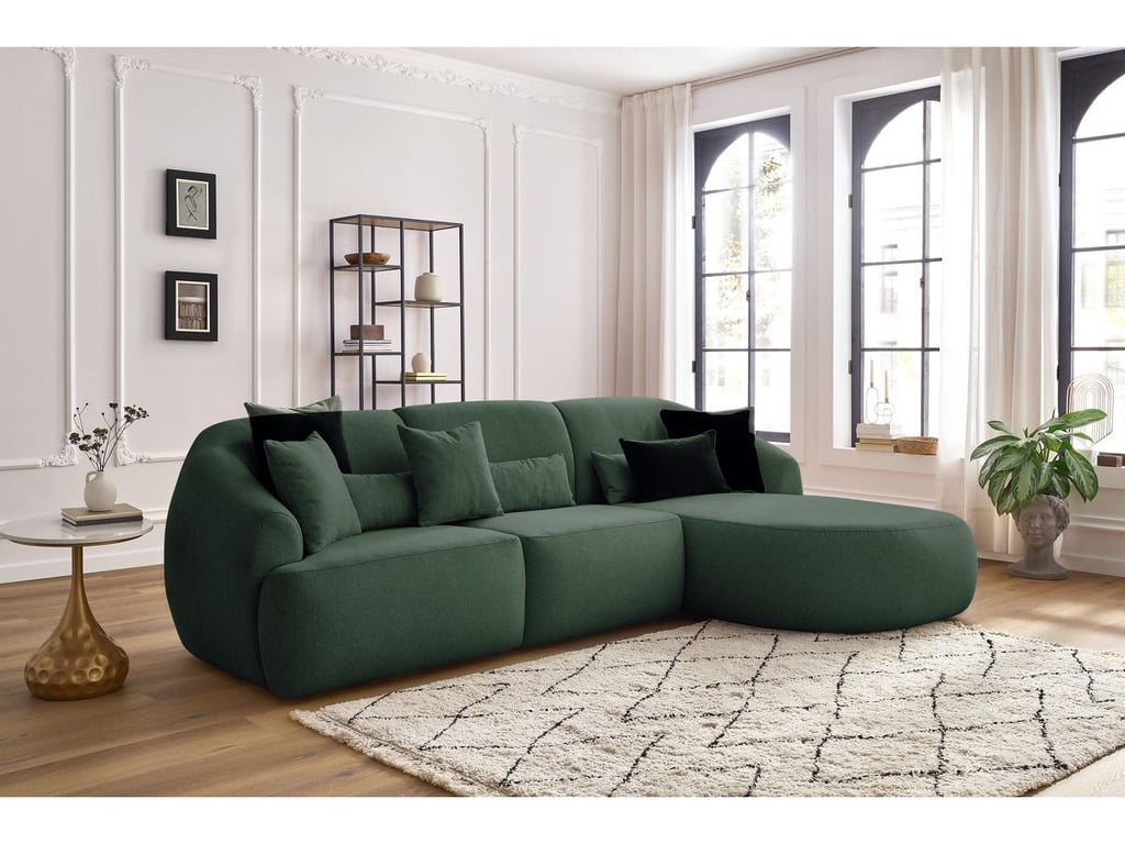 Produit similaire: Canapé d'angle fixe ALESIA tissu chiné vert angle droit BOBOCHIC 3 places