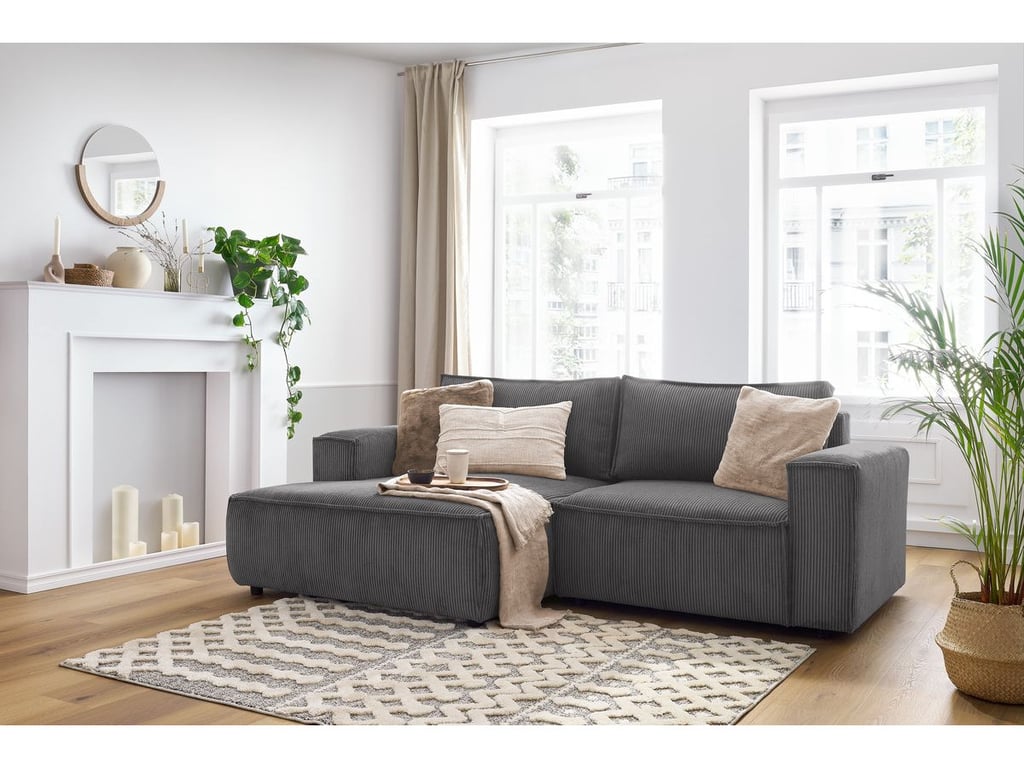 Produit similaire: Canapé d'angle fixe compact NIHAD velours côtelé gris foncé angle gauche BOBOCHIC 3 places