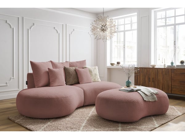 Saint-Germain canapé droit fixe 3 places tissu bouclette rose