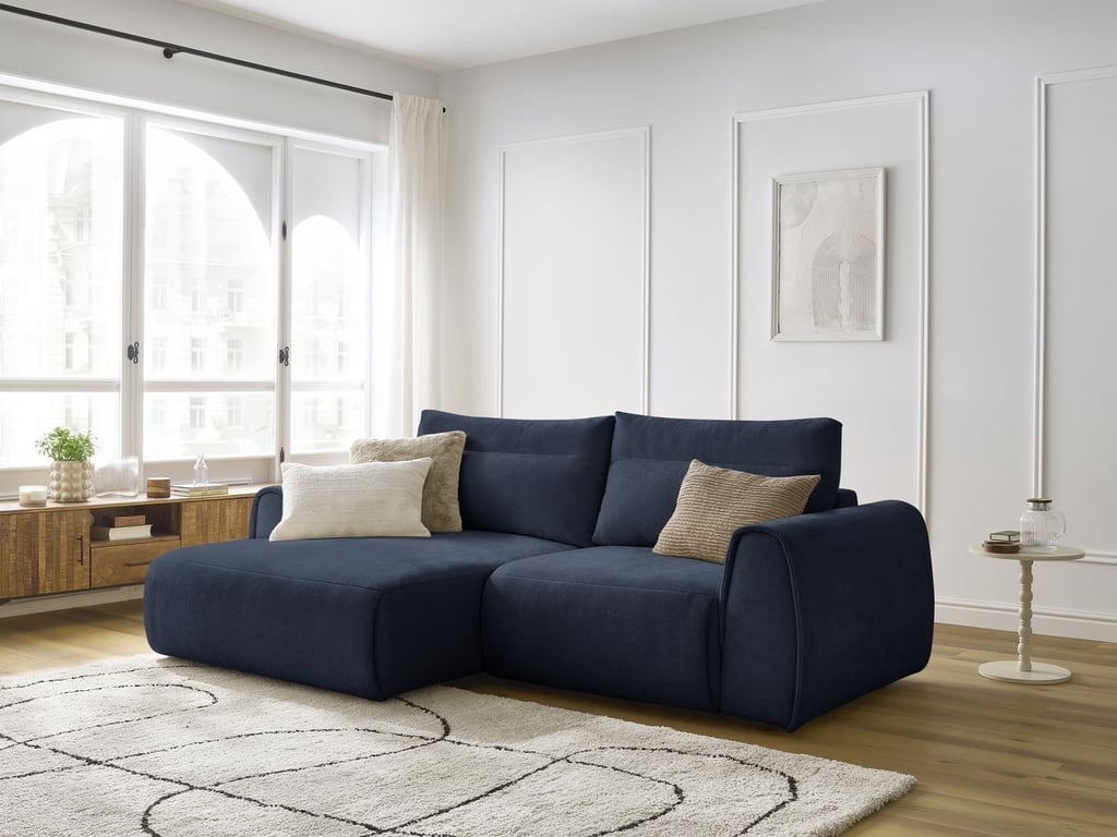 Produit similaire: Canapé d'angle fixe compact ADEN bleu foncé angle gauche BOBOCHIC 3 places