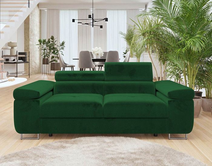 Produit similaire: Pablo - canapé droit 2 places avec têtières ajustables - en velours - Vert