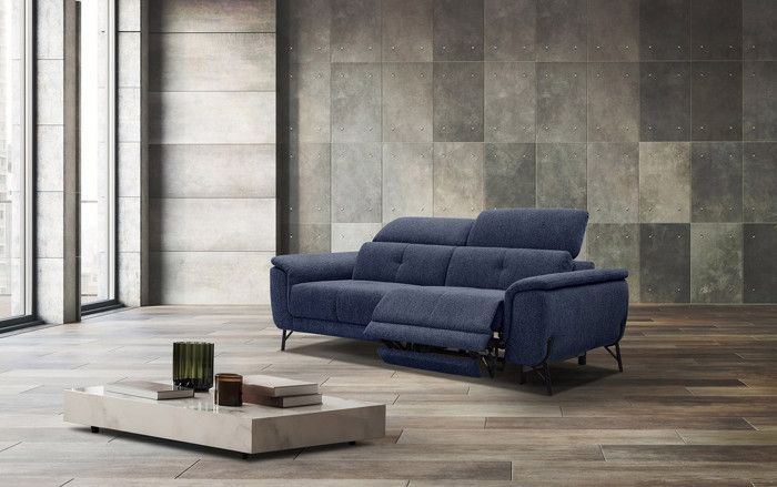 Produit similaire: Canapé relaxation électrique 3 places tissu bleu foncé - Courtois Laville