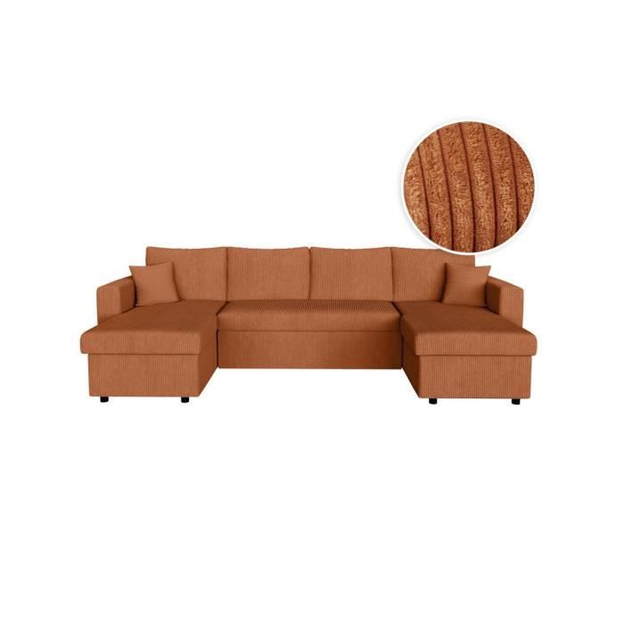 Produit similaire: Canapé panoramique 6 places MARIA convertible avec 2 coffres en velours côtelé - Terracotta - L295 x P146 x H81cm - LOUNGITUDE