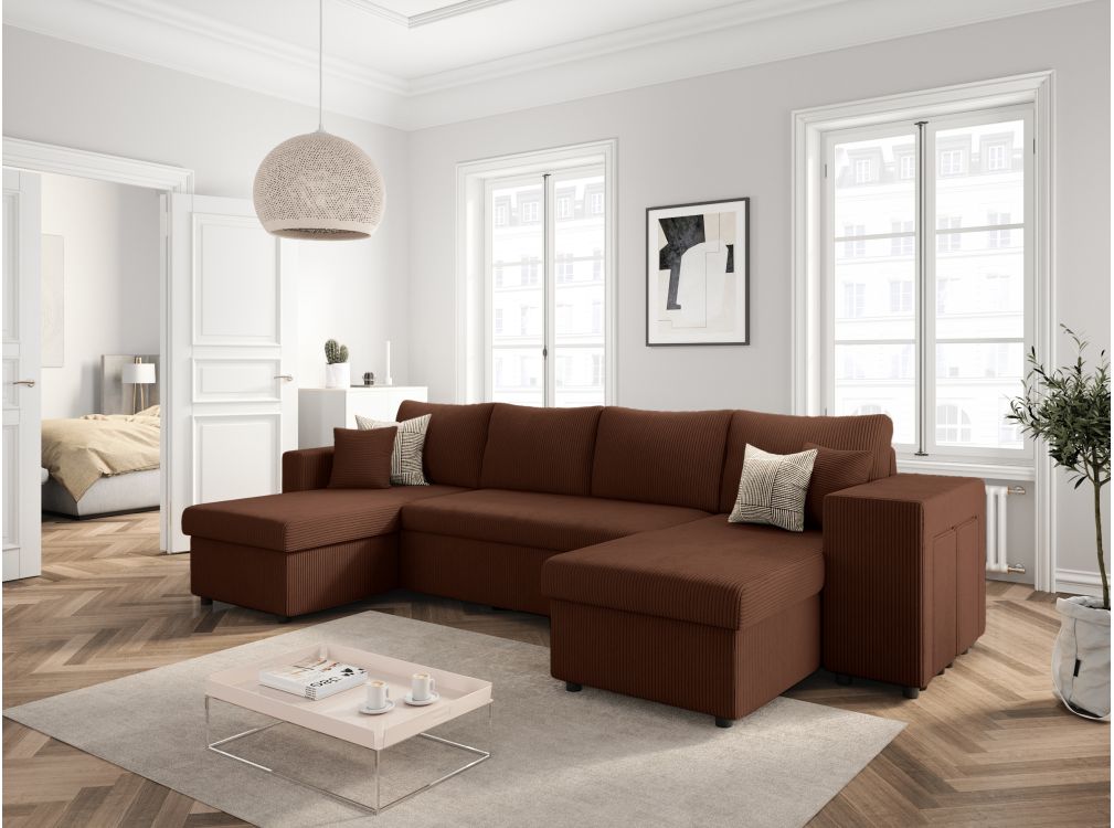 Produit similaire: oslo - Canapé convertible velours côtelé Marron