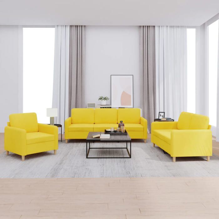 Produit similaire: Ensemble de canapé 3 pièces avec coussins en tissu jaune clair