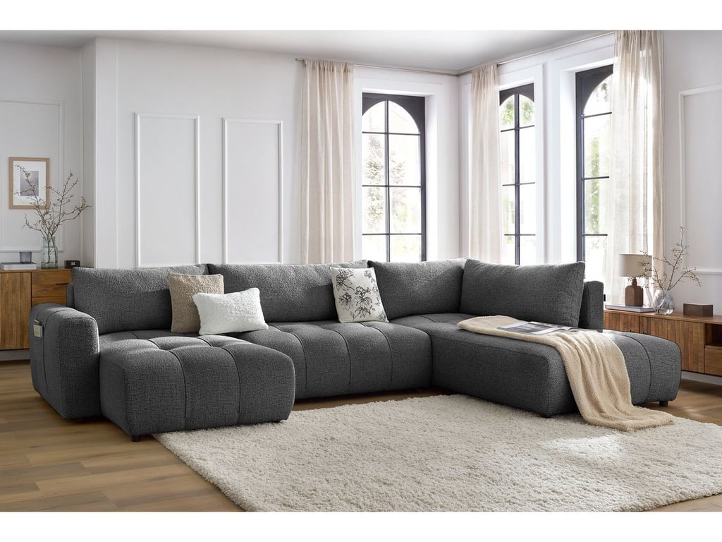 Produit similaire: Canapé panoramique convertible coffre ARSENE gris foncé angle gauche BOBOCHIC 5 places