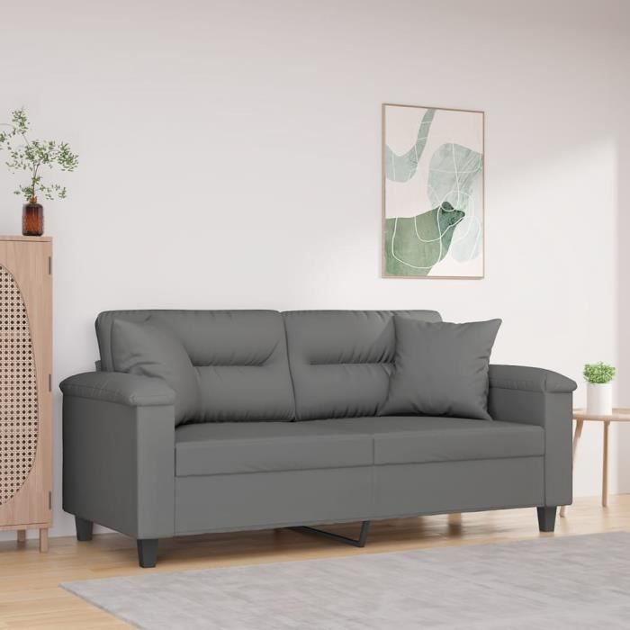 Produit similaire: Canapé salon séjour | Canapé 2 places | avec oreillers gris foncé 140 cm 170x77x80 cm