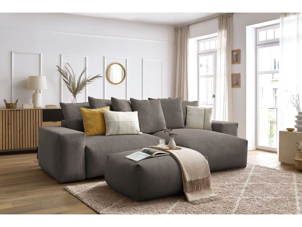 Produit similaire: Canapé d'angle réversible convertible coffre VOLTAIRE avec pouf taupe réversible BOBOCHIC 5 places