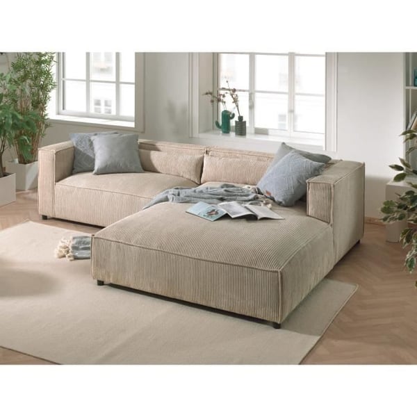 Ela - Canapé convertible 4 places velours beige