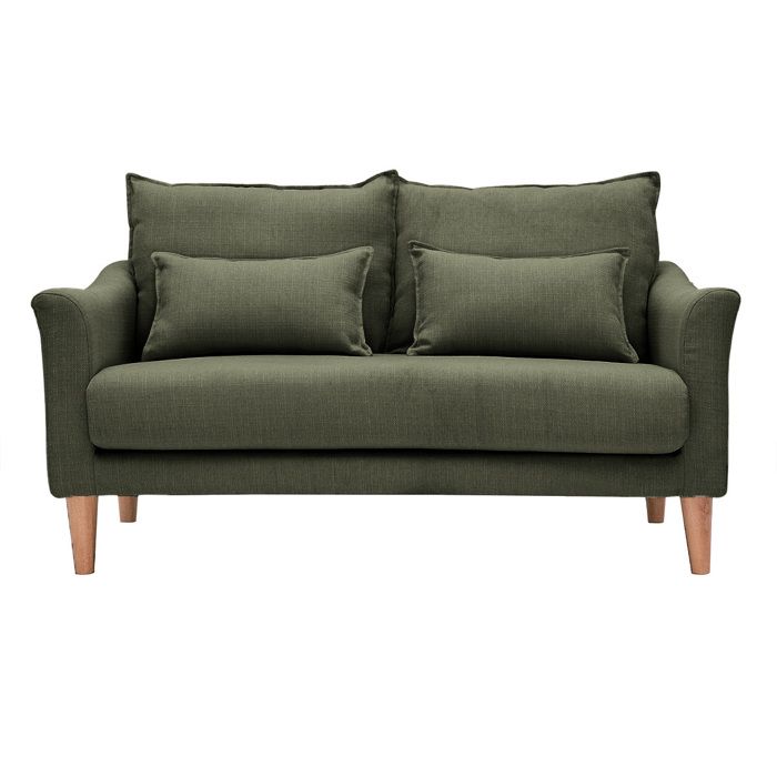 Produit similaire: Canapé scandinave 2 places en tissu kaki et bois clair KATE