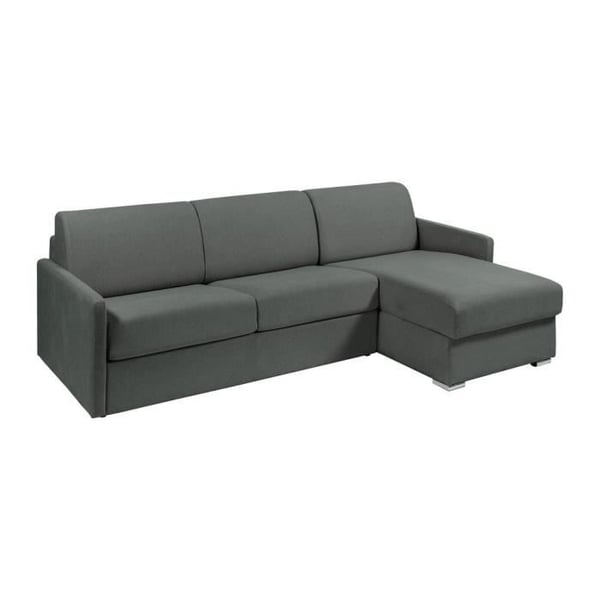 Canapé d'angle convertible express en tissu gris - Couchage 140 cm - Matelas 18 cm - CALIFE