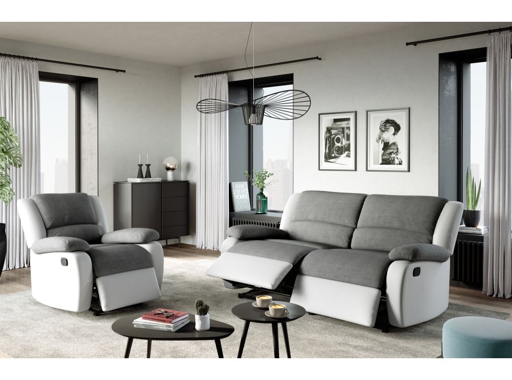 Produit similaire: RELAXXO - Canapé relax manuel 3 places avec 2 assises XXL LEO en microfibre et simili