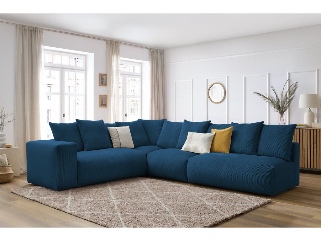 Produit similaire: Canapé d'angle fixe modulable VOLTAIRE avec 2 chauffeuses 2 places, 1 angle et 1 chauffeuse 1 place bleu foncé angle gauche BOBOCHIC 6 places