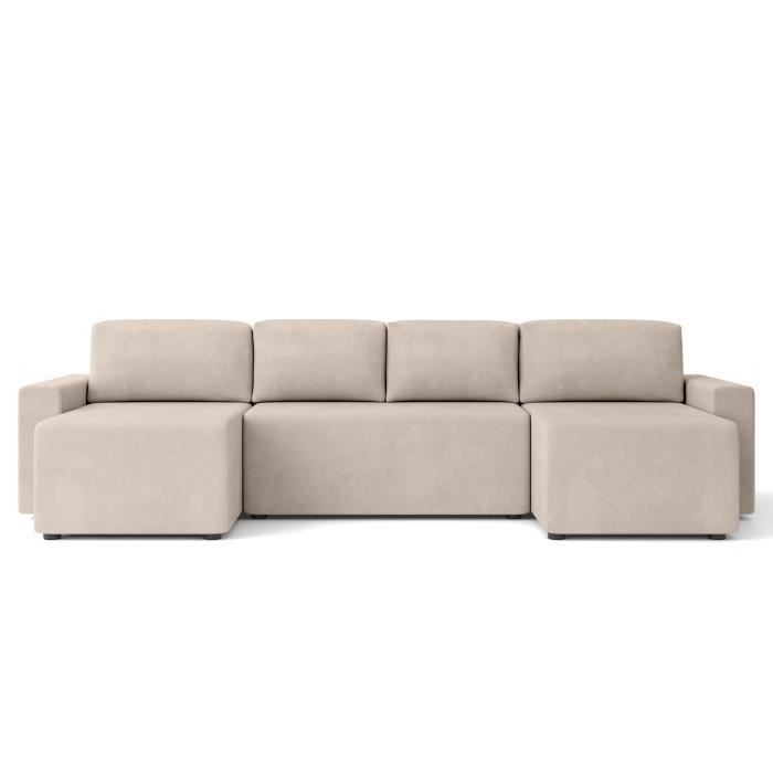 Produit similaire: Canapé panoramique convertible MAX en velours grège 6 places - Coffre de rangement - BAÏTA