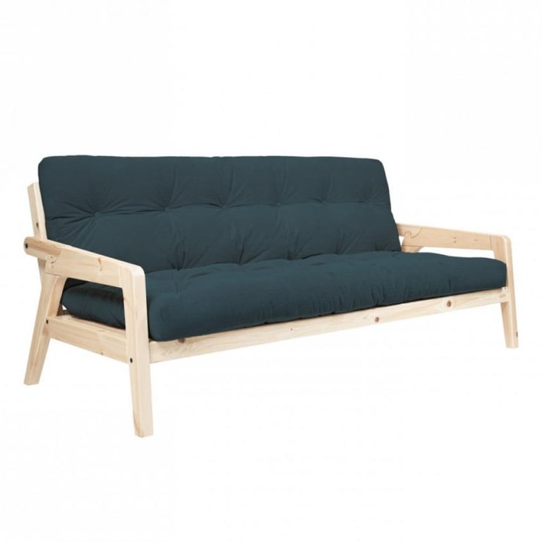 Produit similaire: Canapé convertible futon GRAB pin naturel coloris bleu couchage 130 cm.